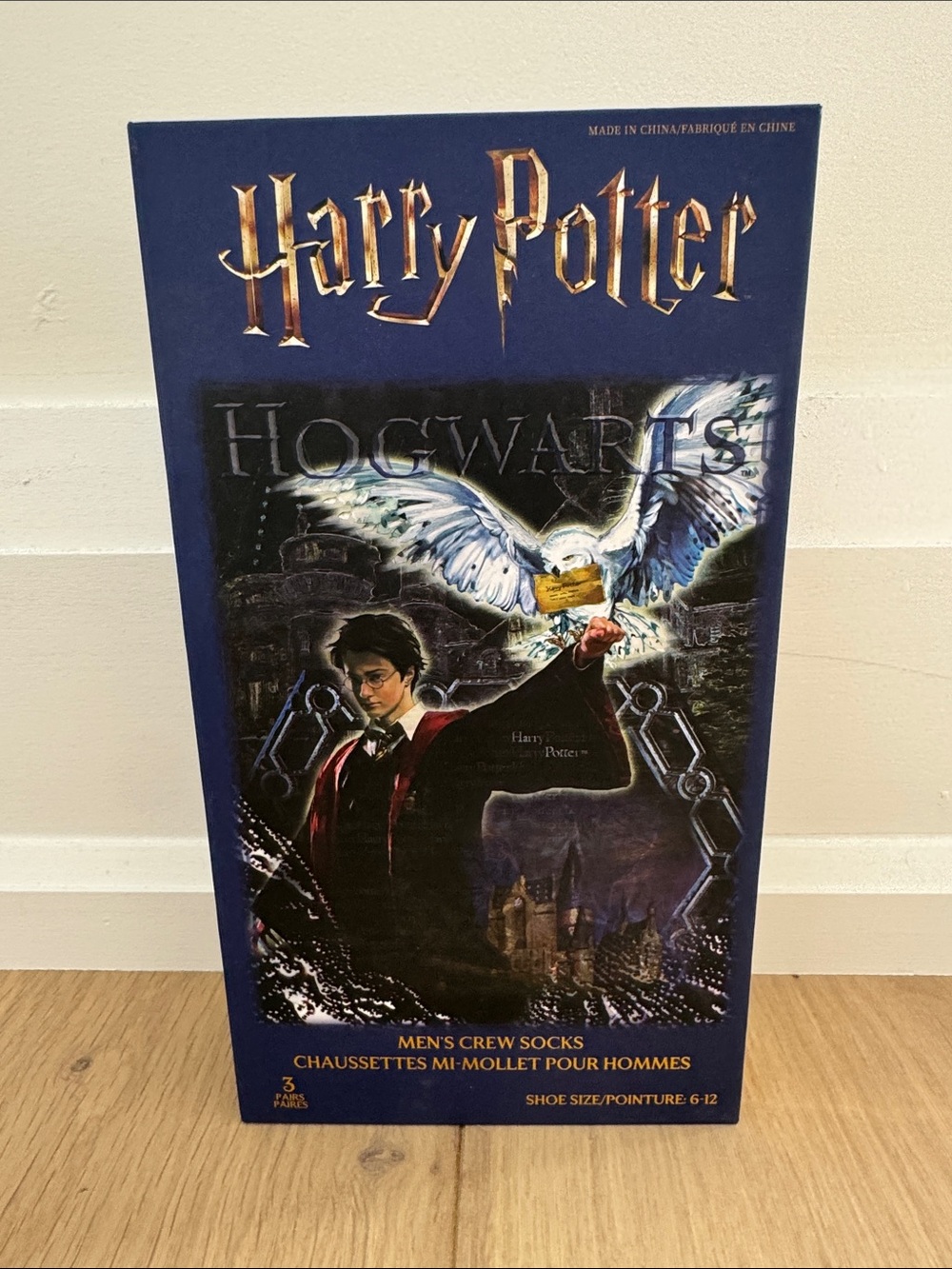 Harry Potter Hogwarts Men's 3-pair Crew Socks - Navy & Multicolor